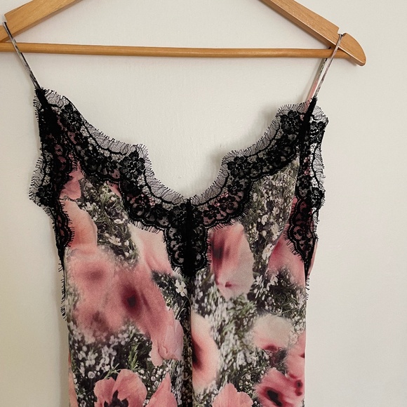 Fleur du Mal Lace Trim Silk Floral Mini Dress Size S - Picture 3 of 6